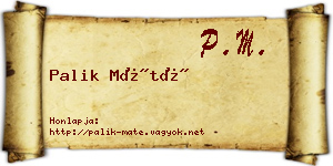 Palik Máté névjegykártya